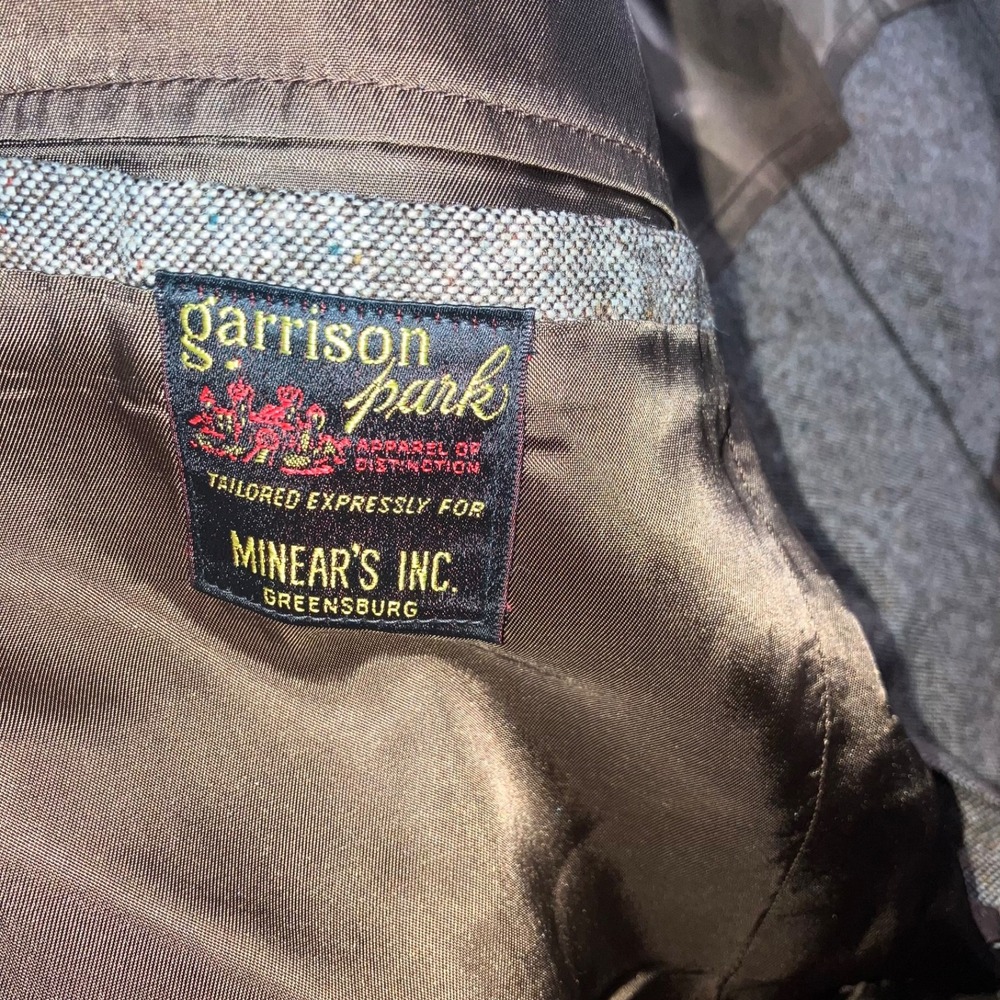 Garrison Park Tweed Blazer Men 44 Elbow Patch Two Button Sports Coat Made In USA - Picture 11 of 11